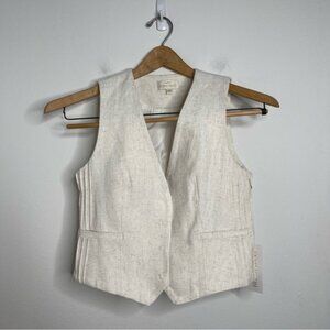 Torn by Ronny Kobo Ally Snap Button Linen Blend Natural Size L NWT